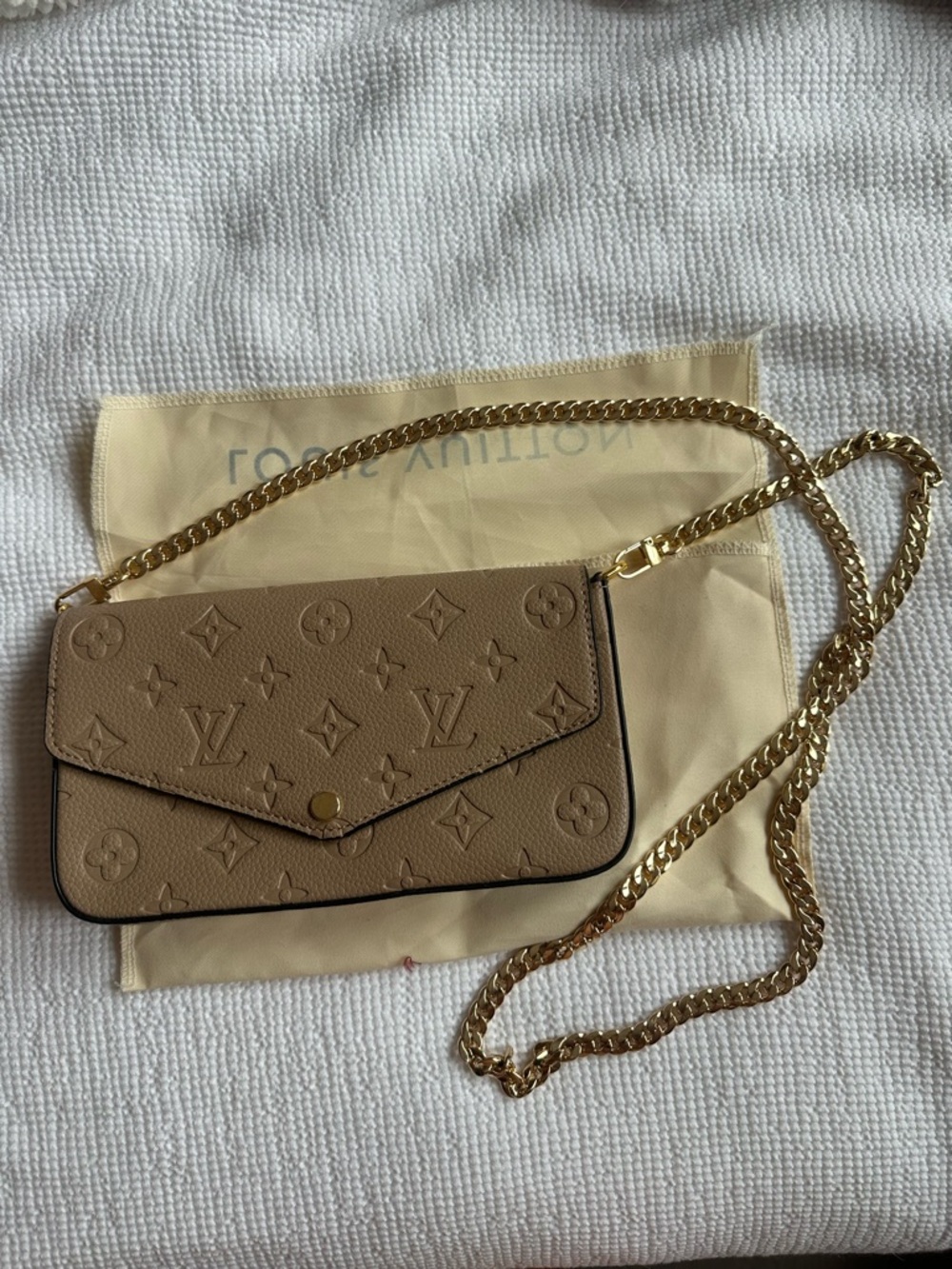 Taupe Monogram Pochette Félicie with Gold Chain - Picture 4 of 10